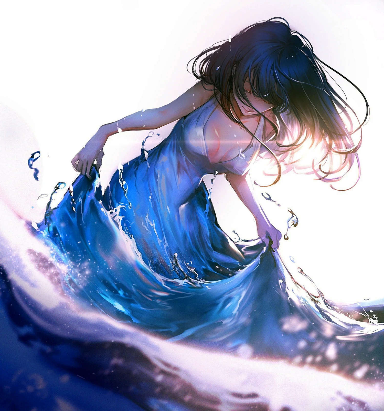 Девушка в воде арт аниме