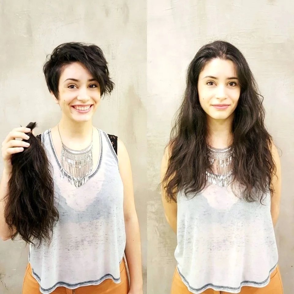 Девушки до и после стрижки волос