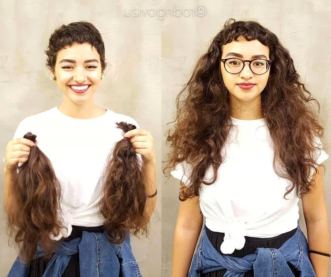 Девушки с длинными волосами и короткими до и после