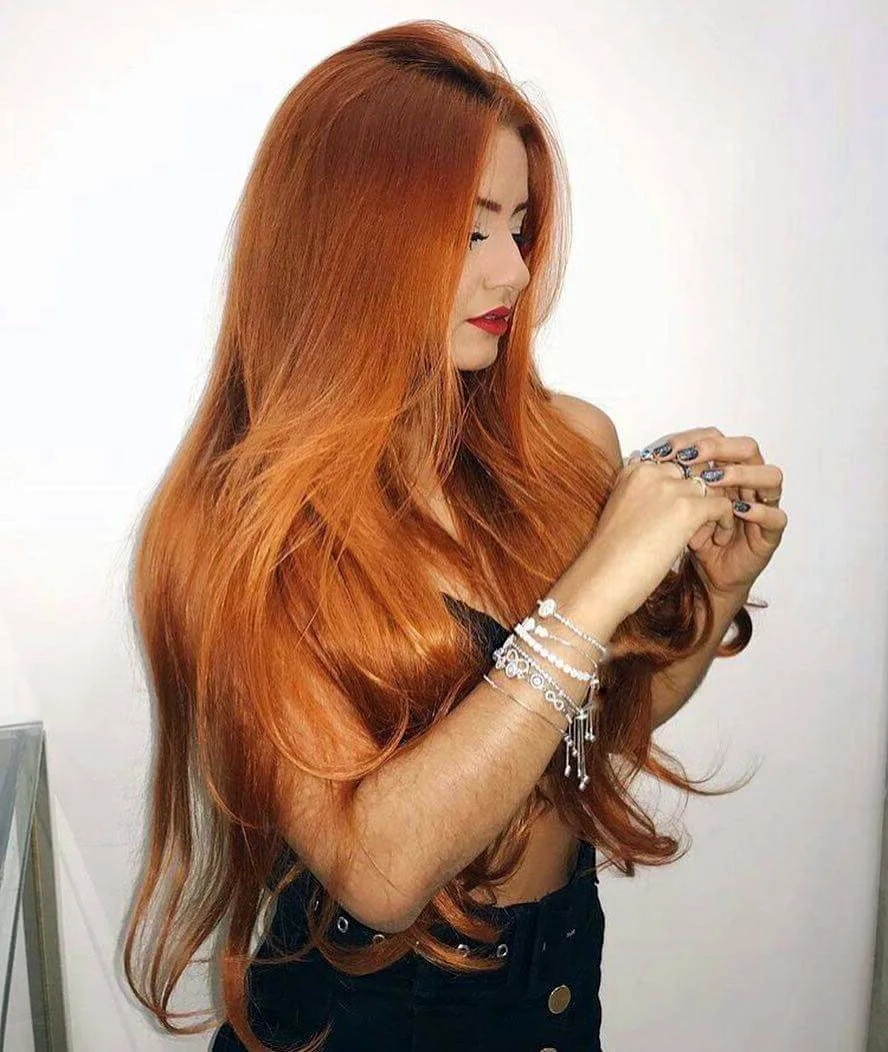 Длинные рыжие нарощенные волосы