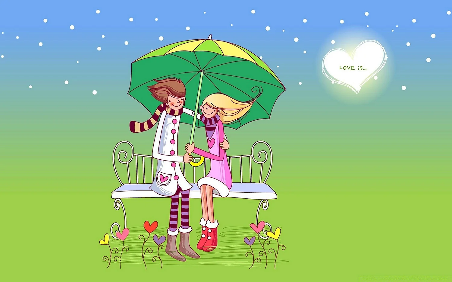 Две девочки под зонтиком