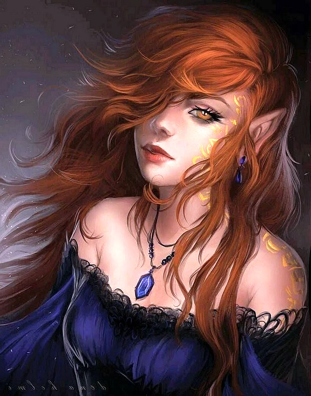 Эльфийка с рыжими волосами