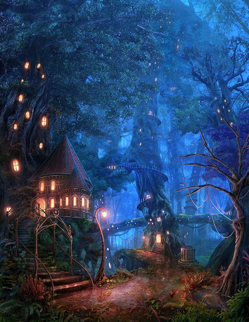 Эльфийская деревня в лесу сказочный лес