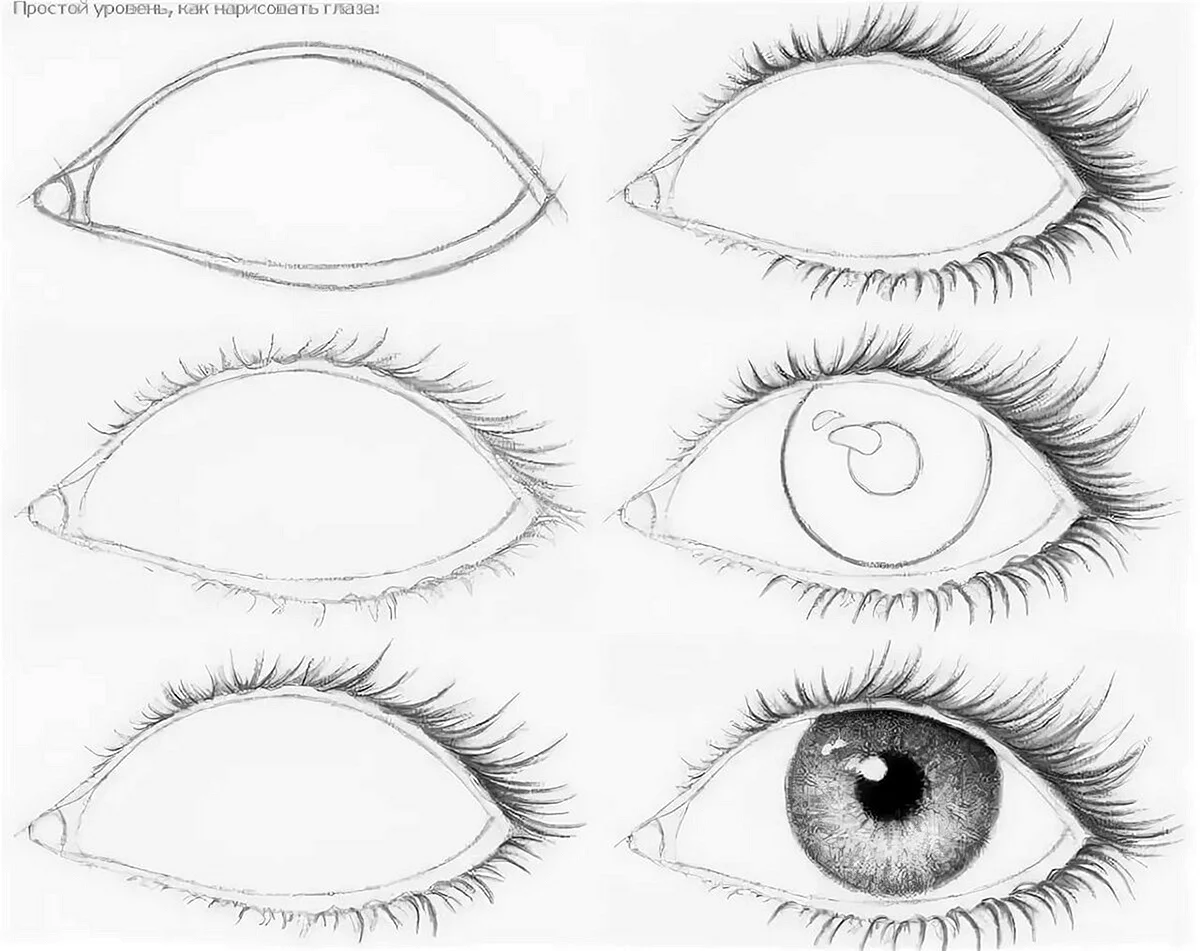 Этапы рисования глаз