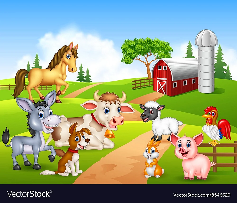 Ферма с животными вектор