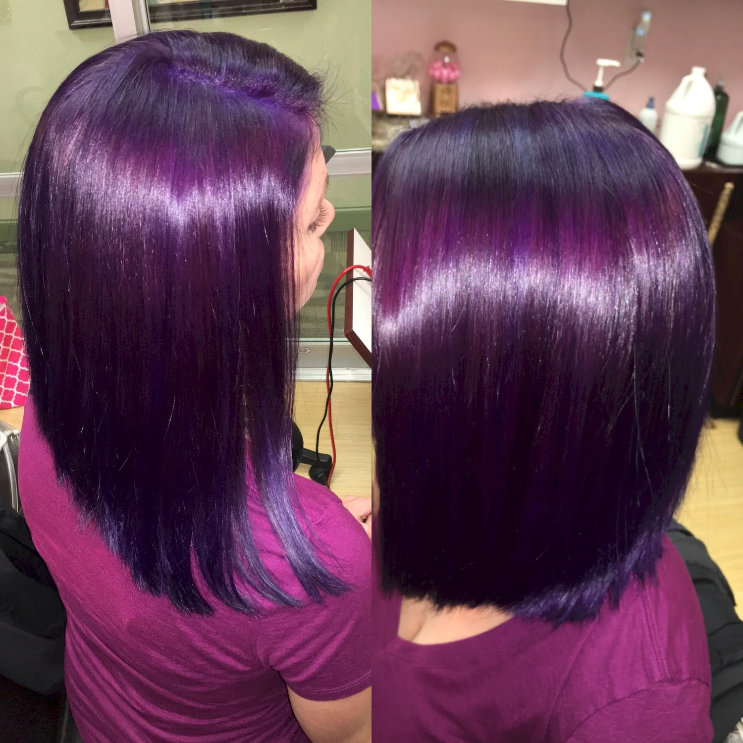 Фиолетовая краска на темные волосы