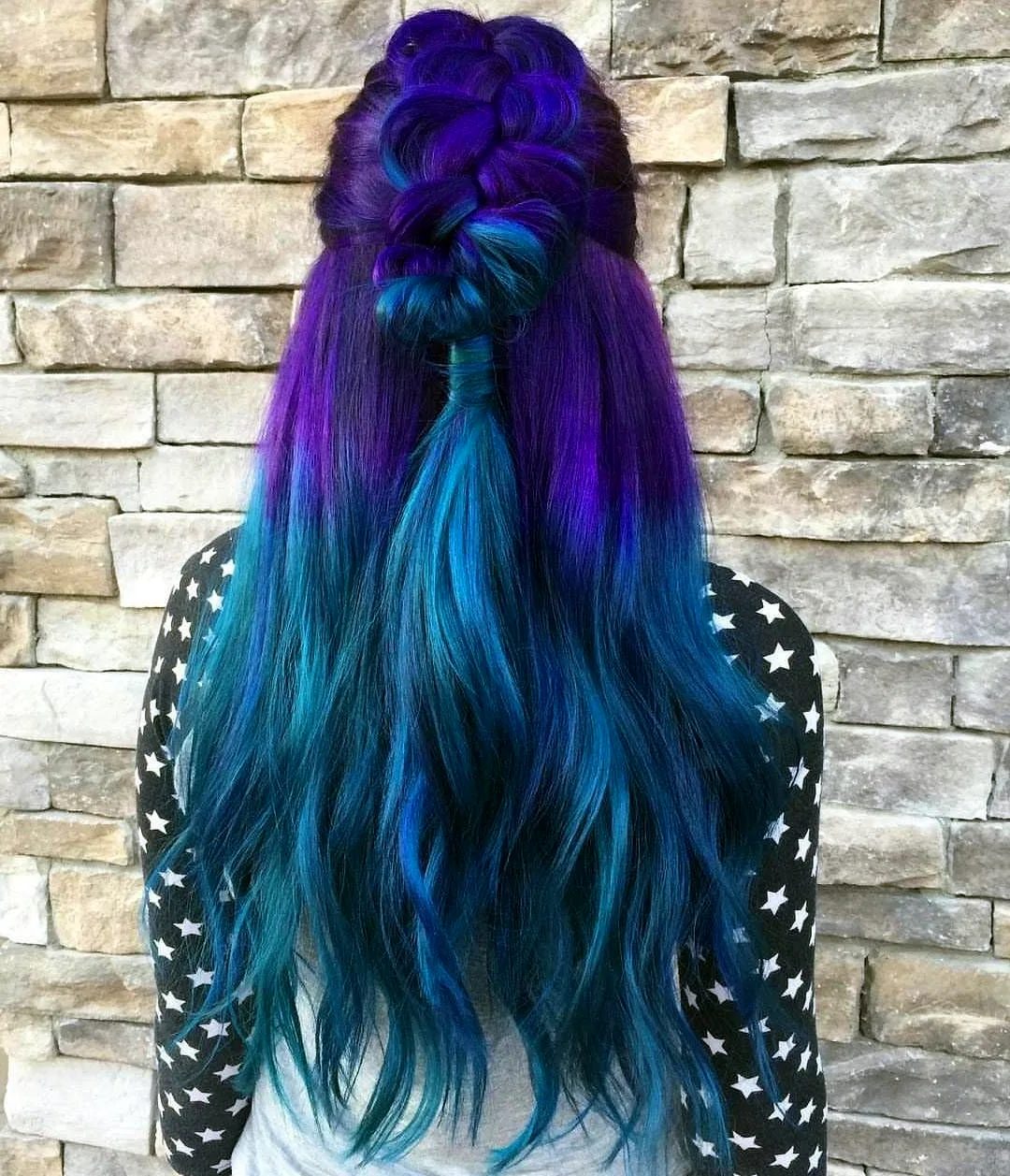 Фиолетово бирюзовые волосы