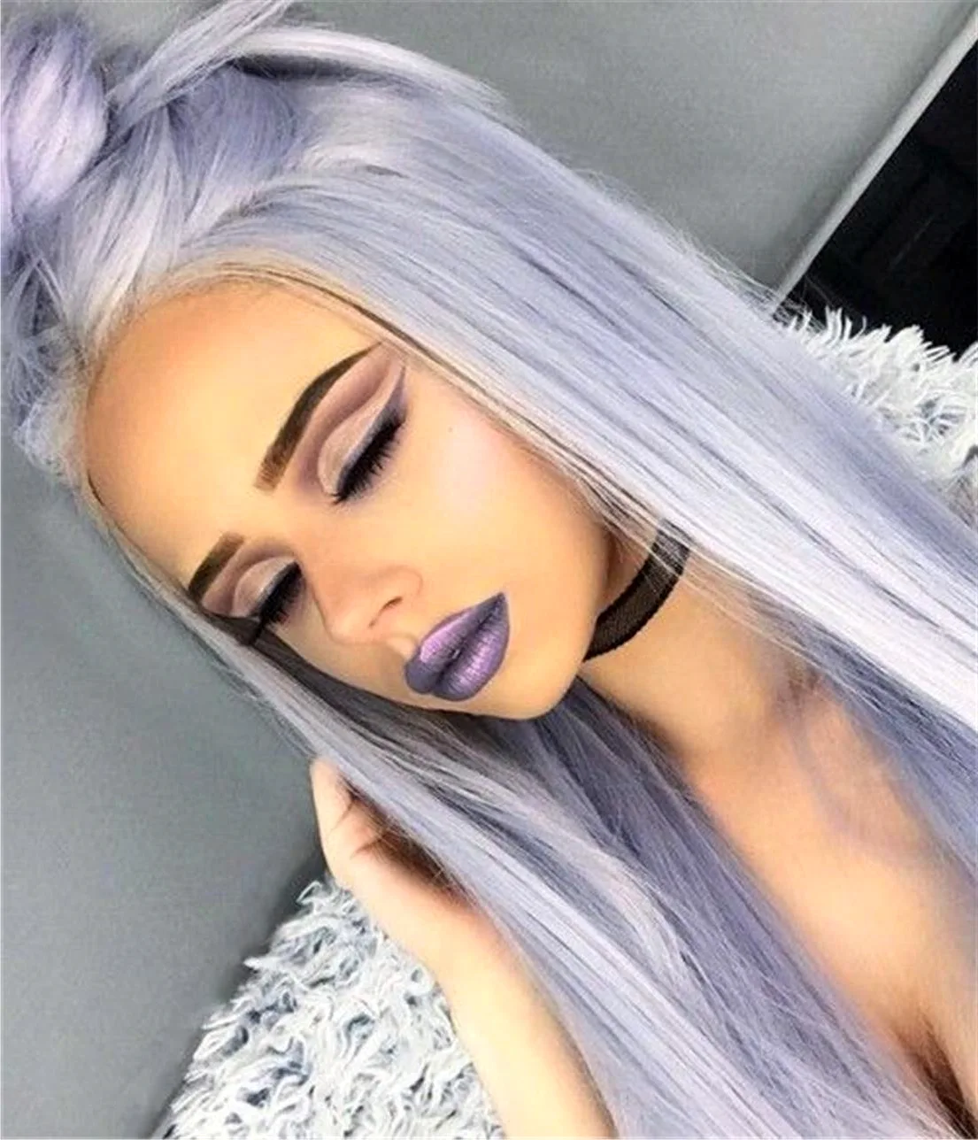 Фиолетово седой цвет волос