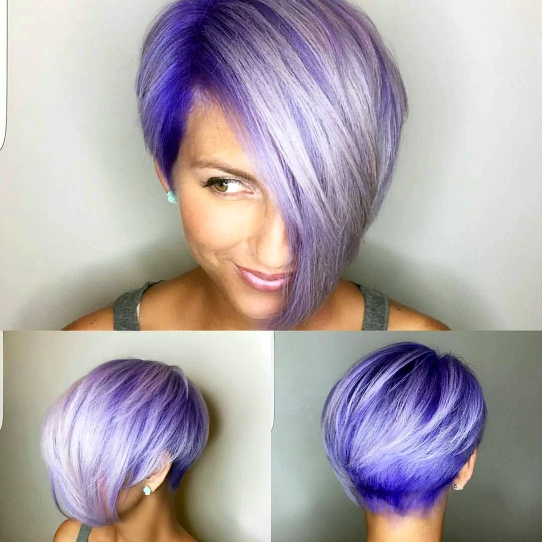 Фиолетовое окрашивание на короткие волосы