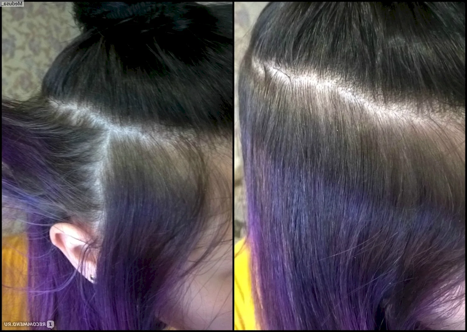 Фиолетовые волосы на темных волосах без осветления тоником