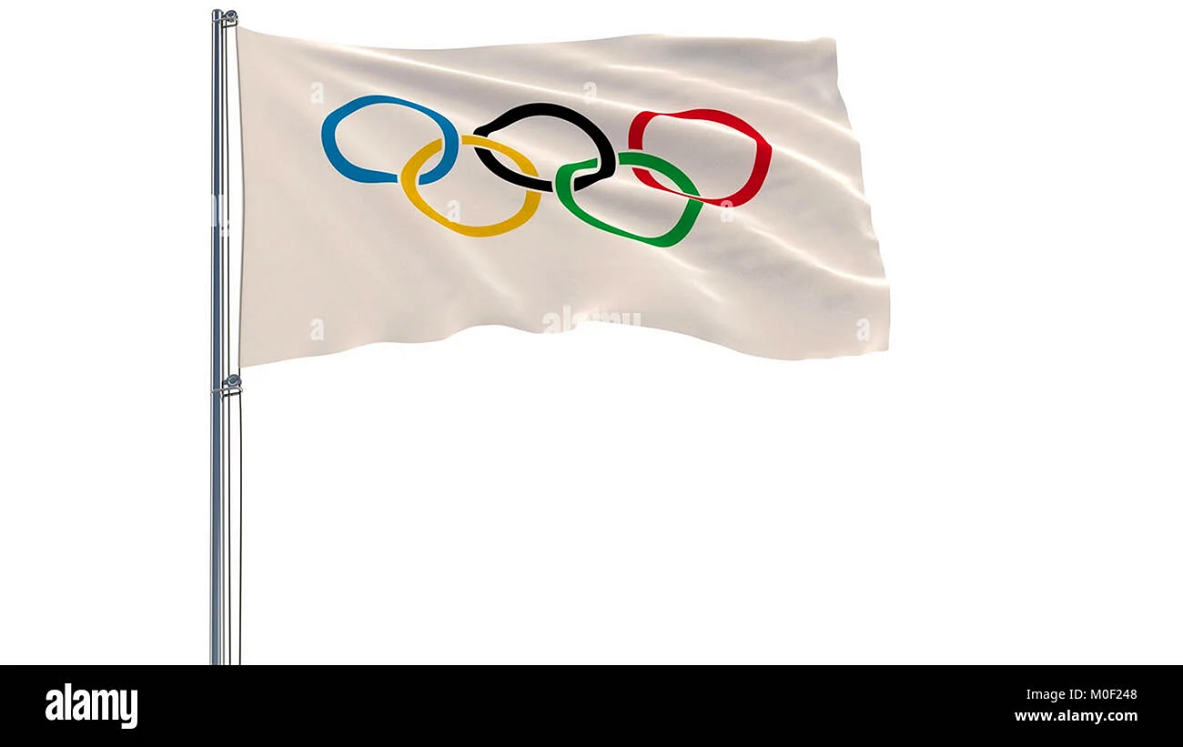 Олимпийский флаг на белом фоне