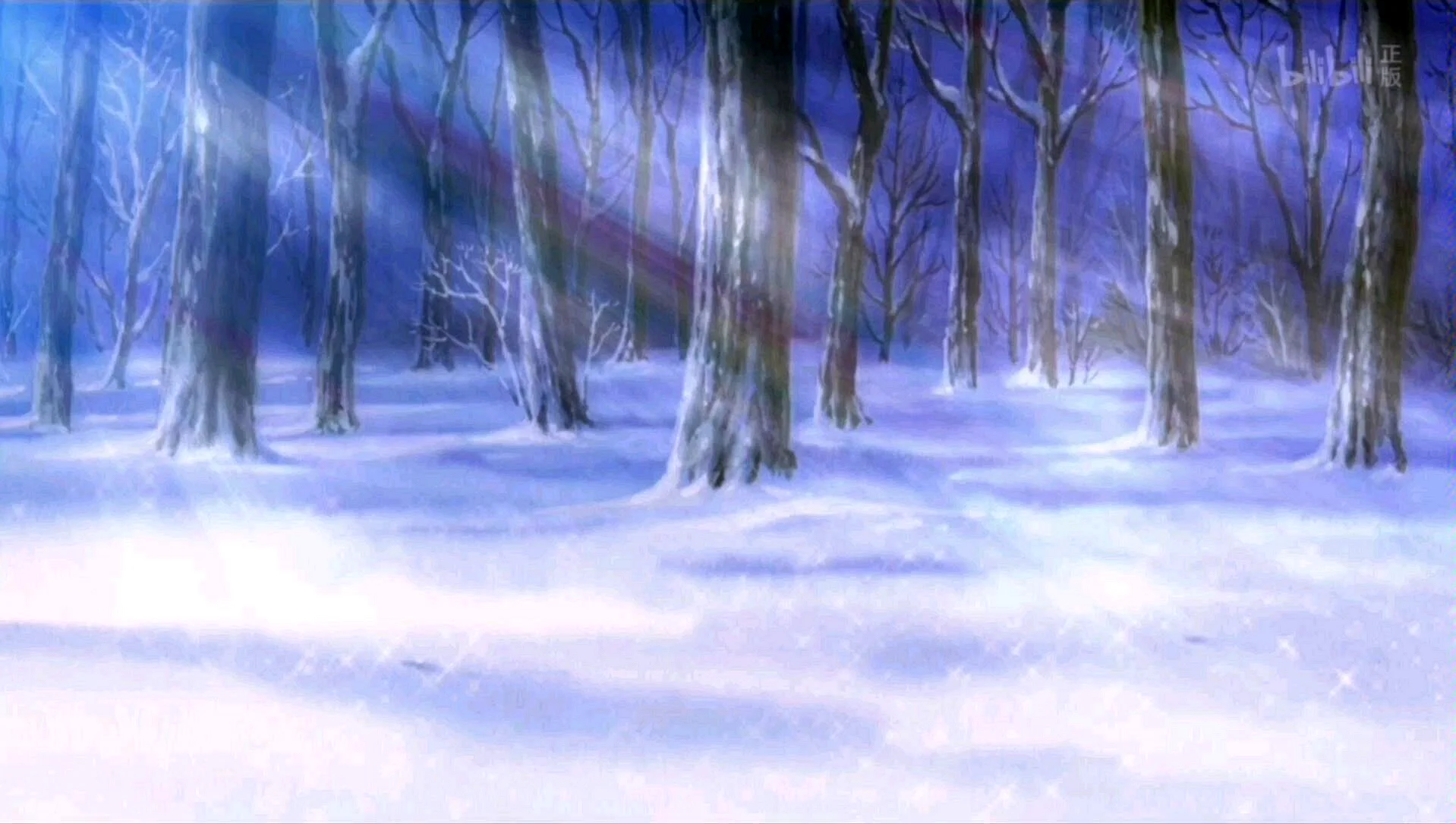 Снежный лес аниме