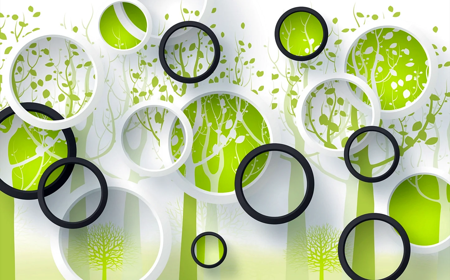 Фотообои объемные зеленые круги