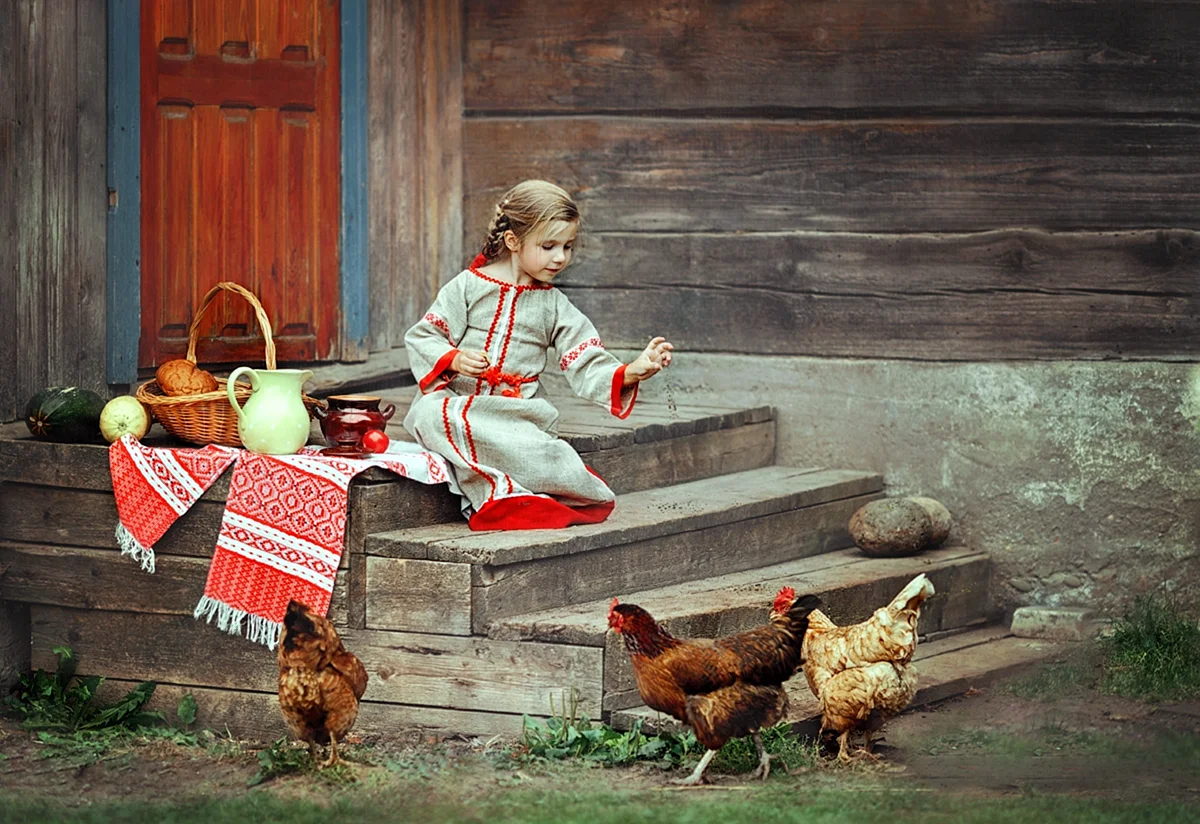 Фотосессия детей в стиле русской деревни