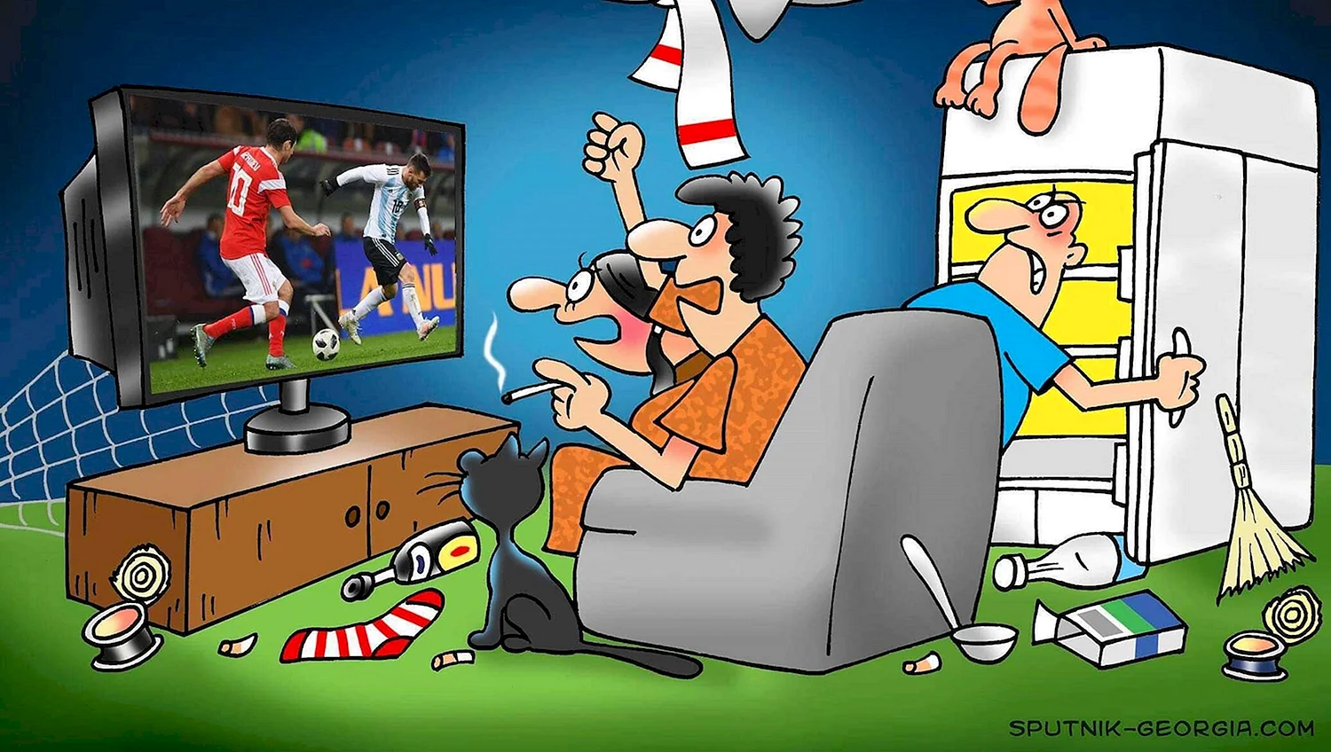 Футбольные фанаты карикатура