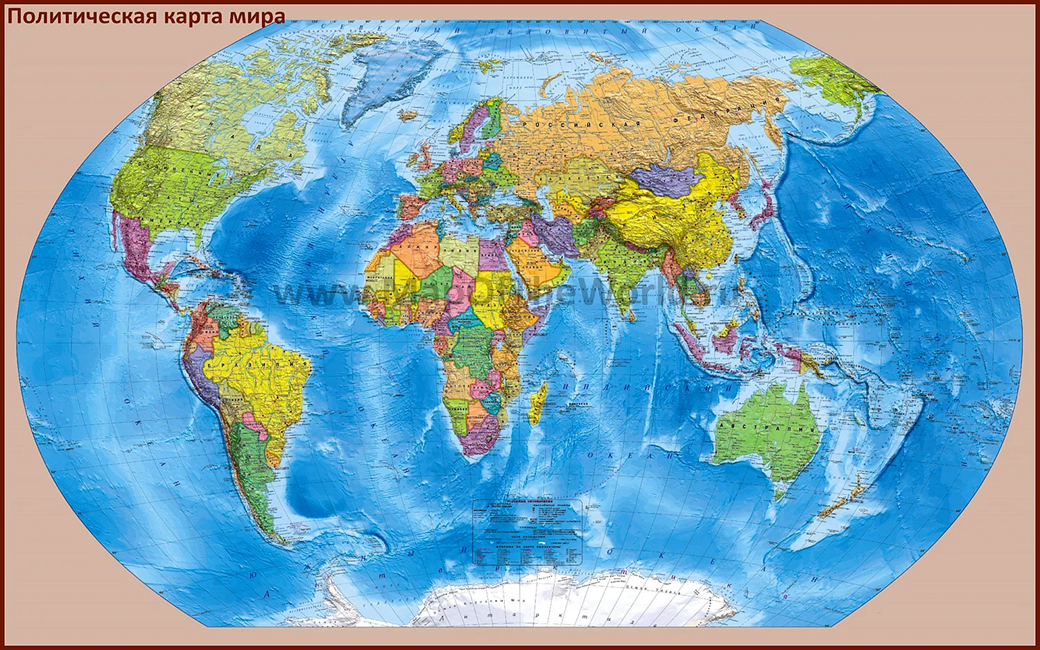 ГЕОДОМ мир политический + инфографика настенная карта