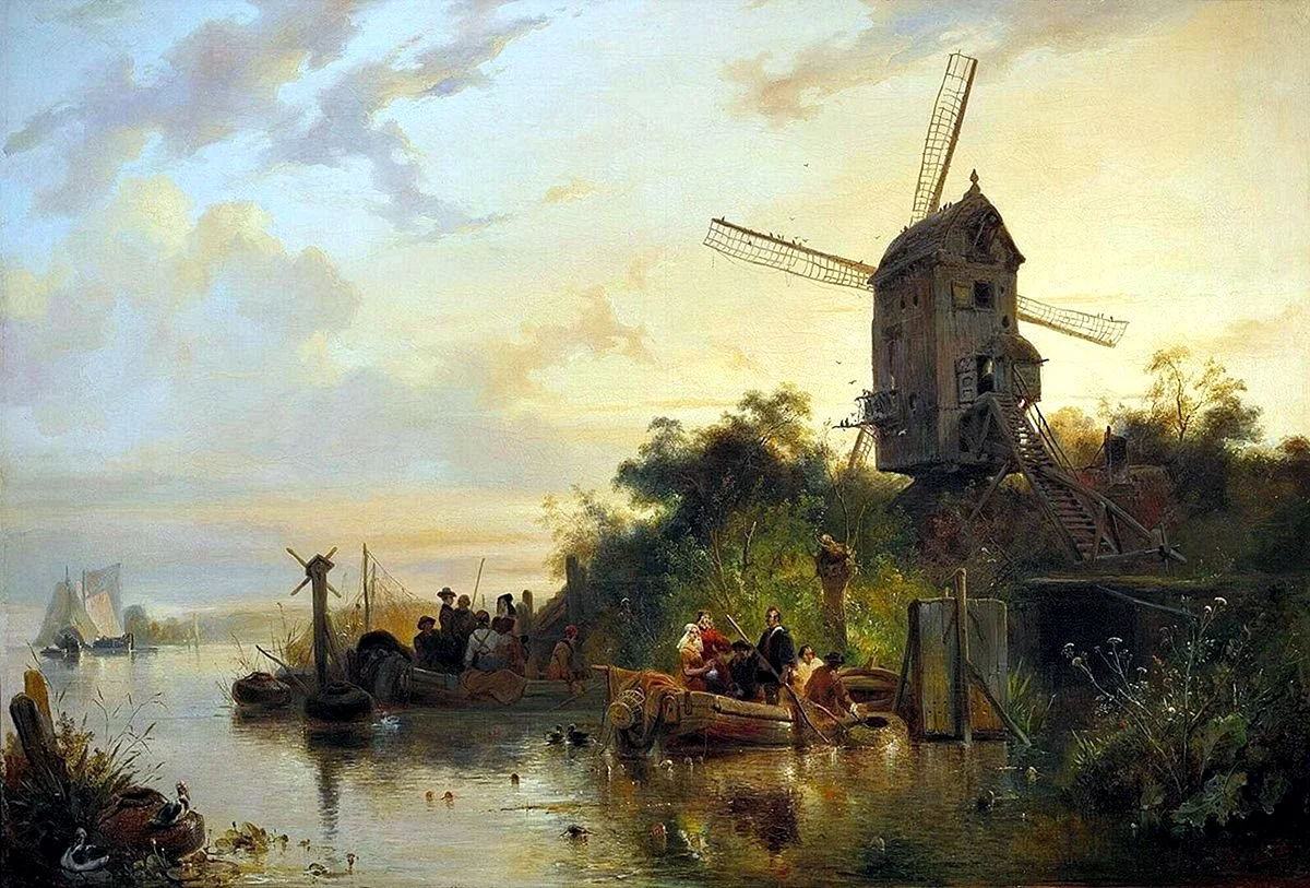 Голландский пейзаж Рембрандт мельница