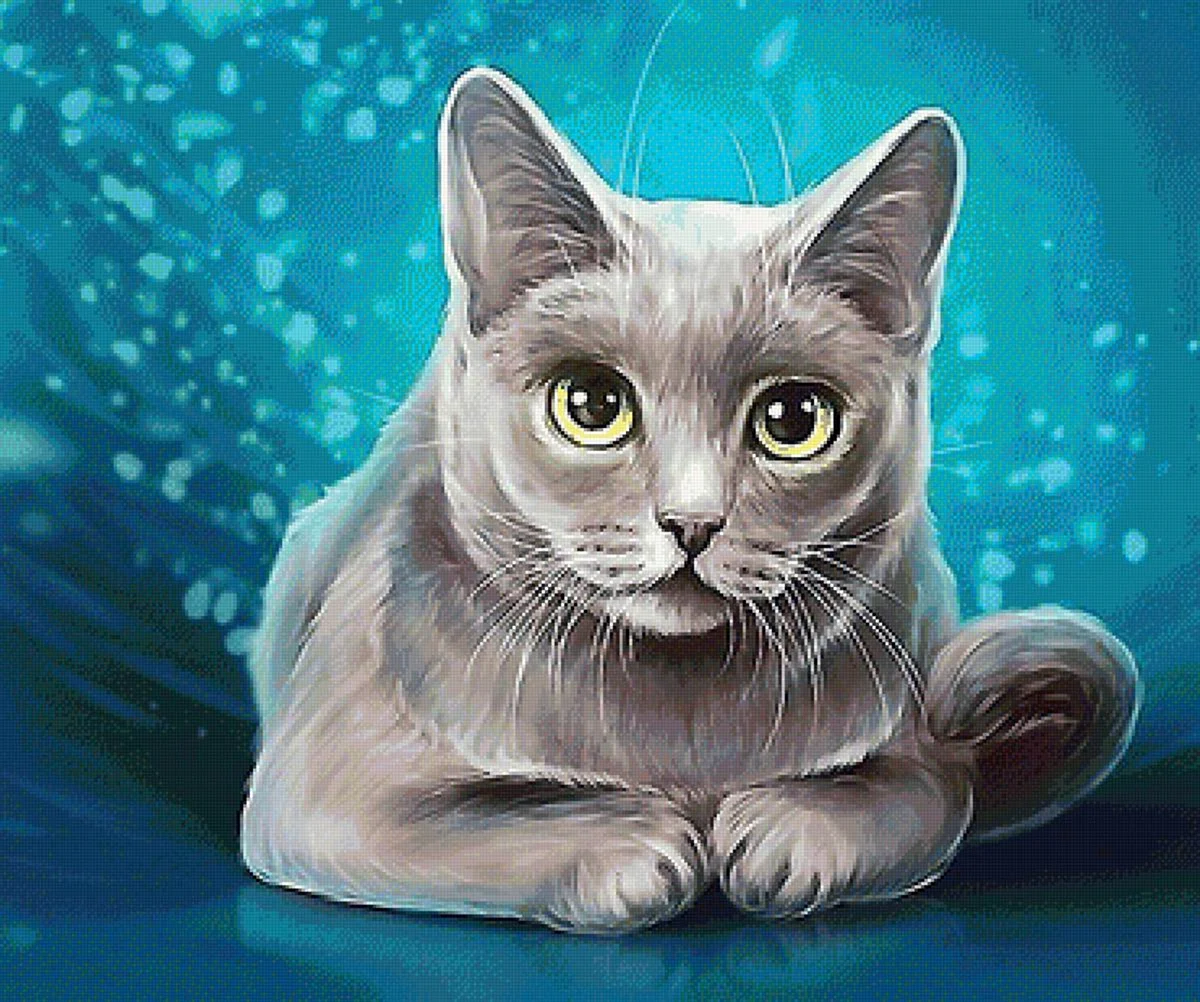 Голубая кошка арт