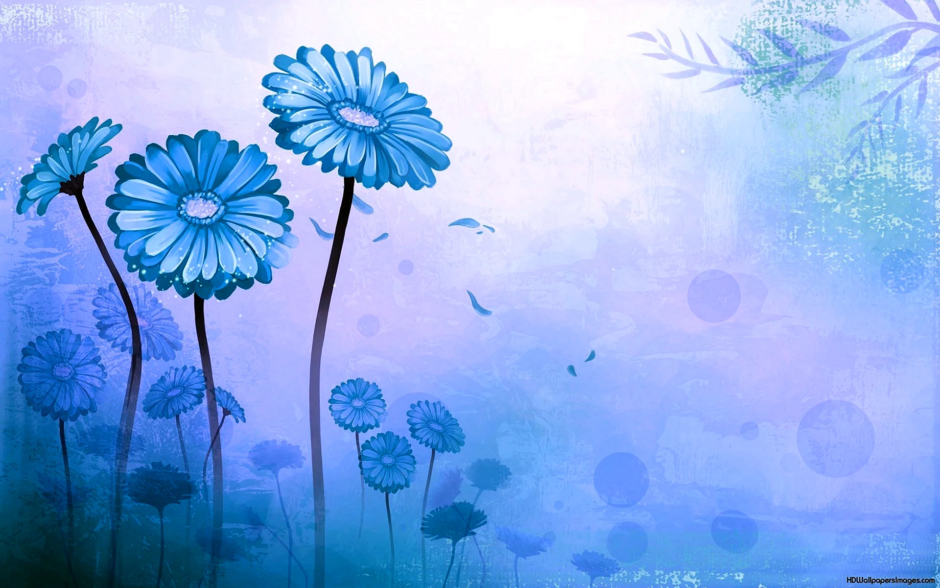 Голубые цветы арт