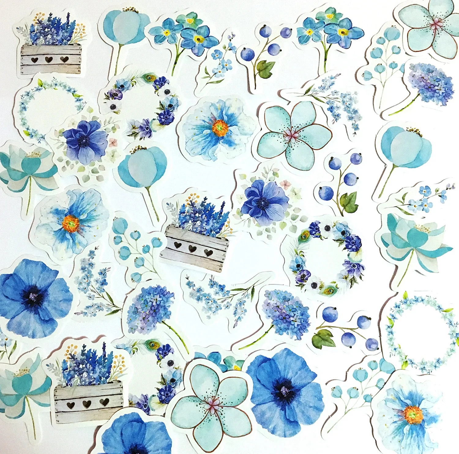 Голубые цветы для скрапбукинга