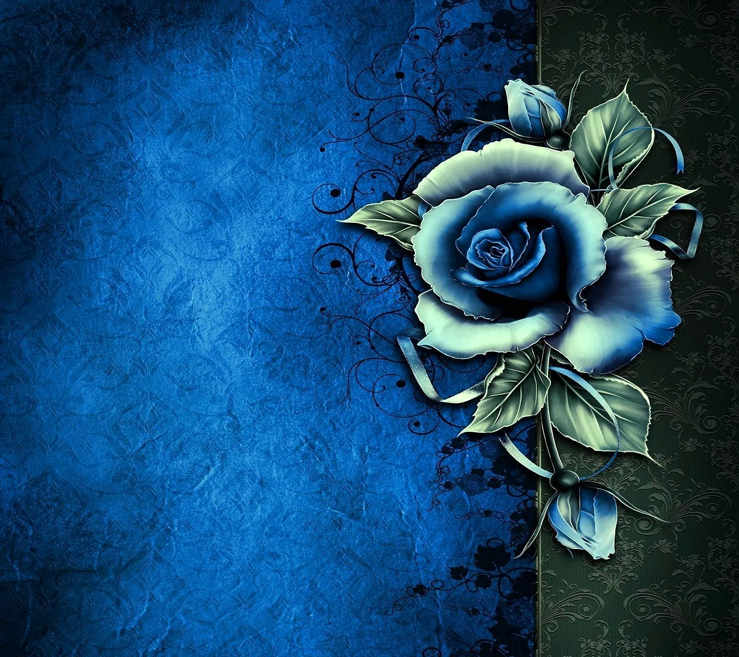Голубые Винтажные цветы