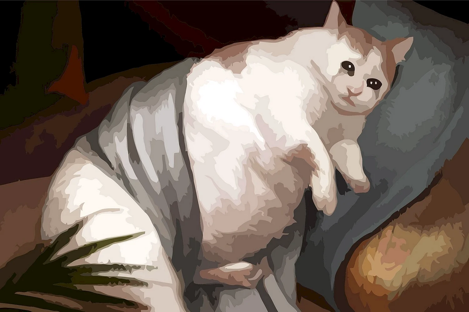 Грустный толстый кот
