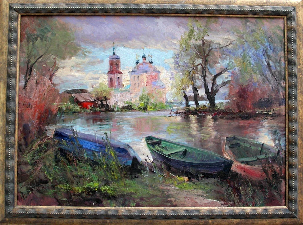 И.Сахаров.вид на реку Трубеж.картина