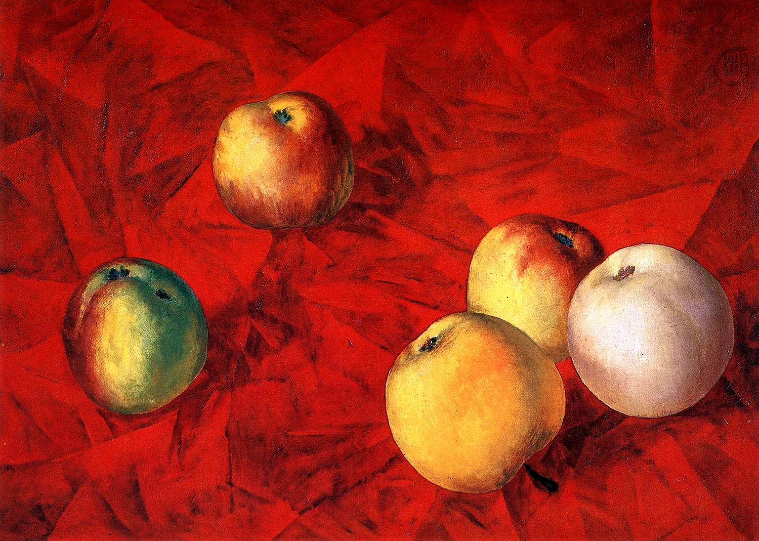 Яблоки на Красном фоне к с Петров-Водкин