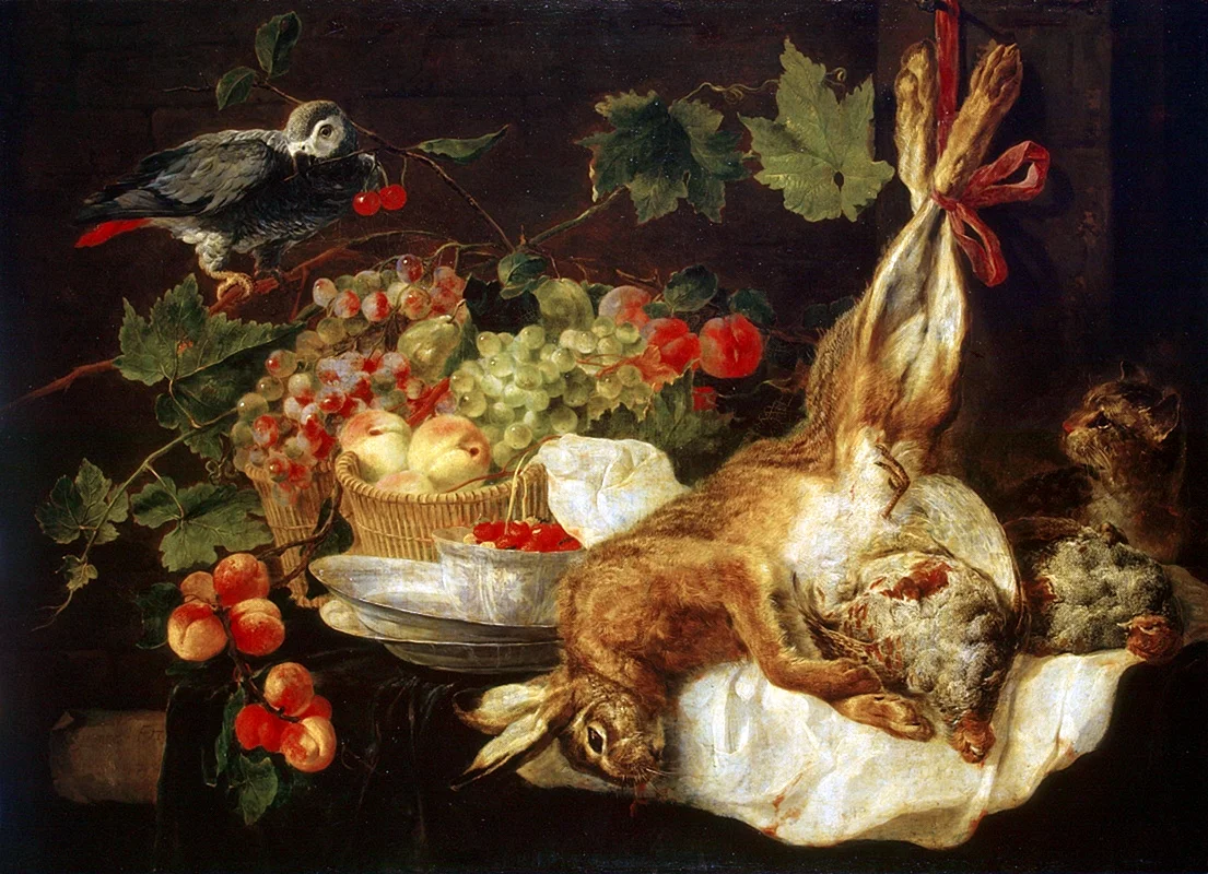 Ян Фейт «фрукты и попугай» 1645