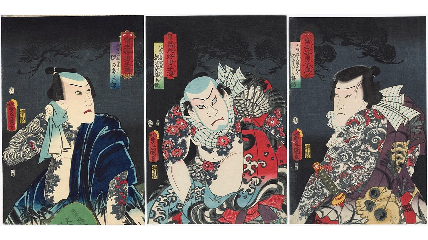Японская гравюра триптих