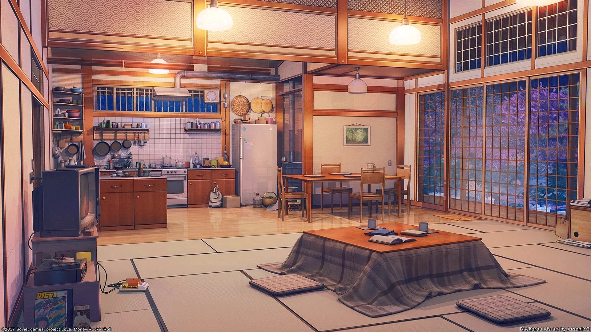 Японский дом внутри аниме