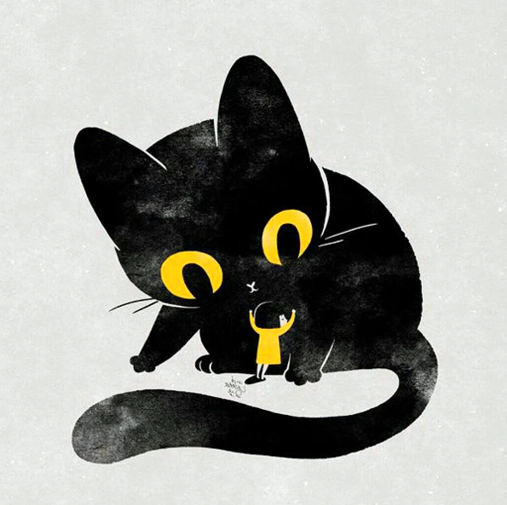 Иллюстрации с черными котами