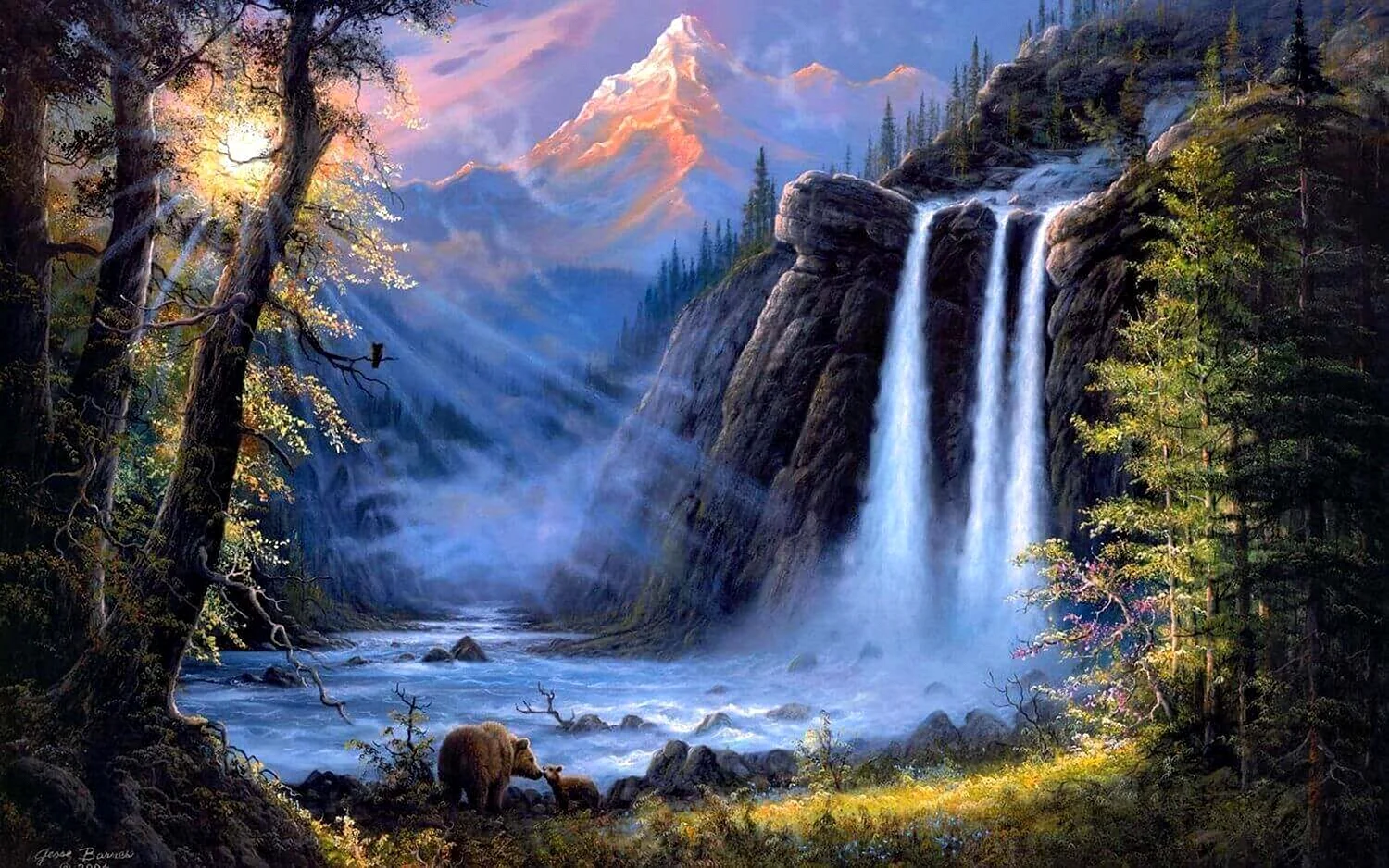 Jesse Barnes картина водопад