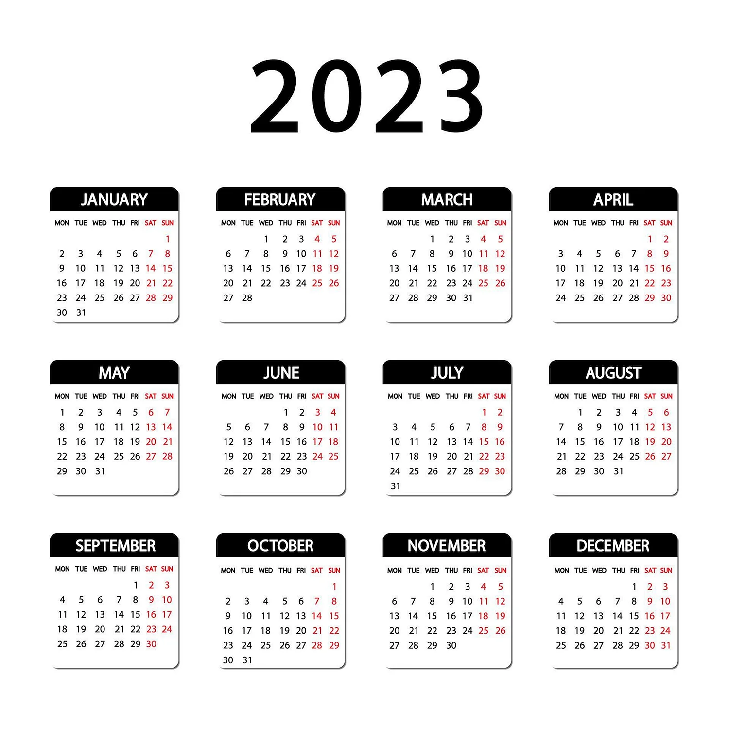 Календарь недель на 2023 год