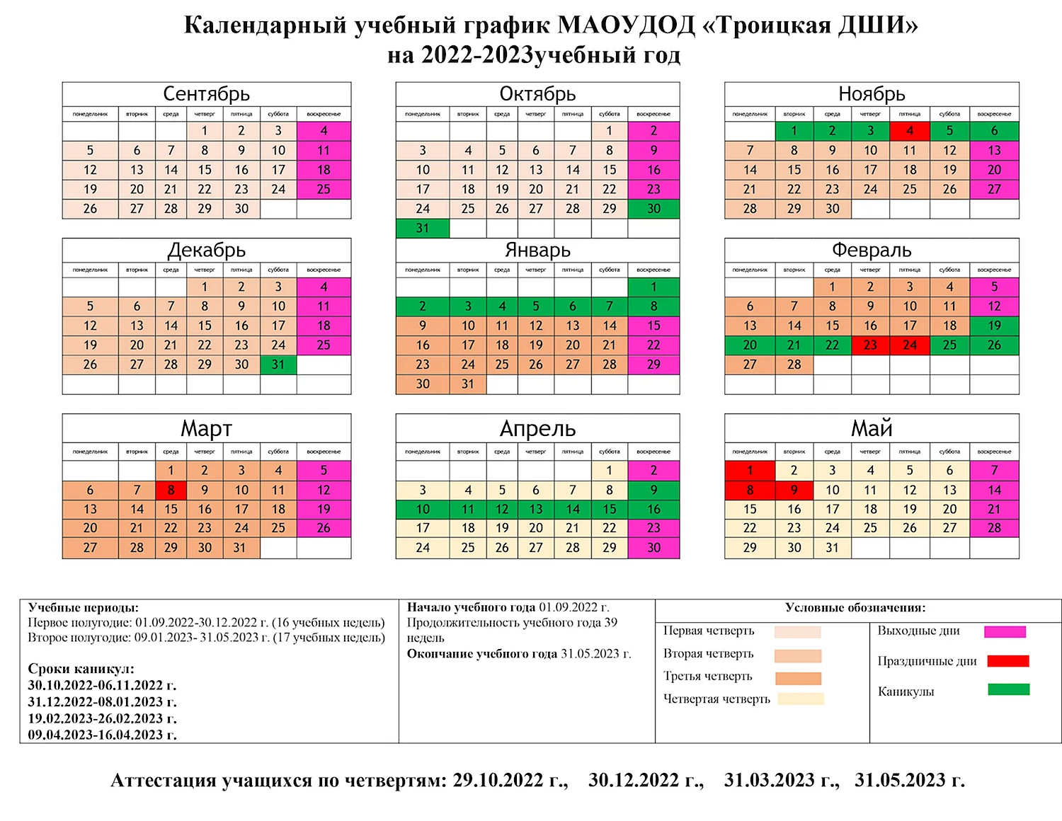 Календарный учебный график 2022-2023