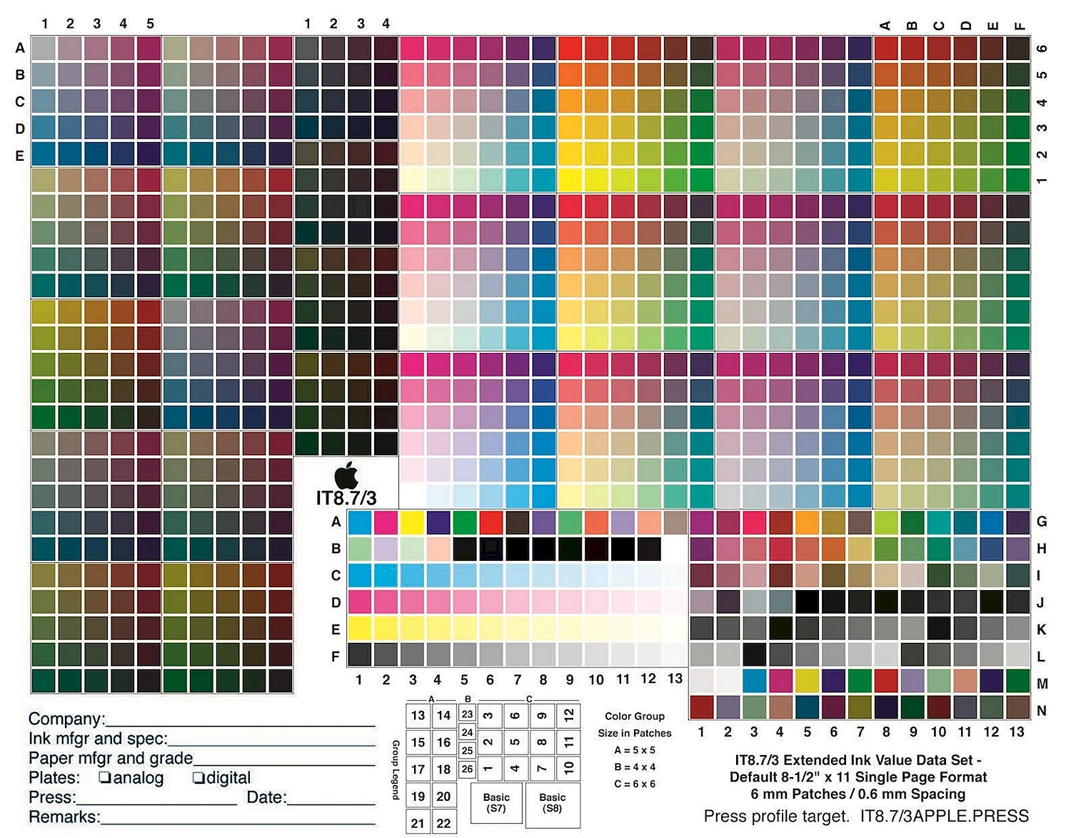 Калибровочная таблица цветов для принтера