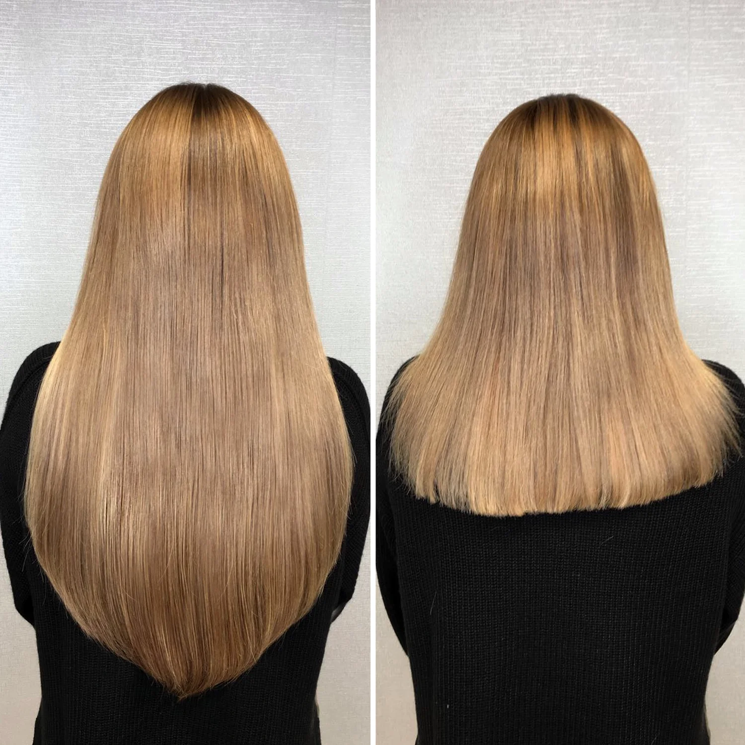 Капсульное наращивание волос до и после