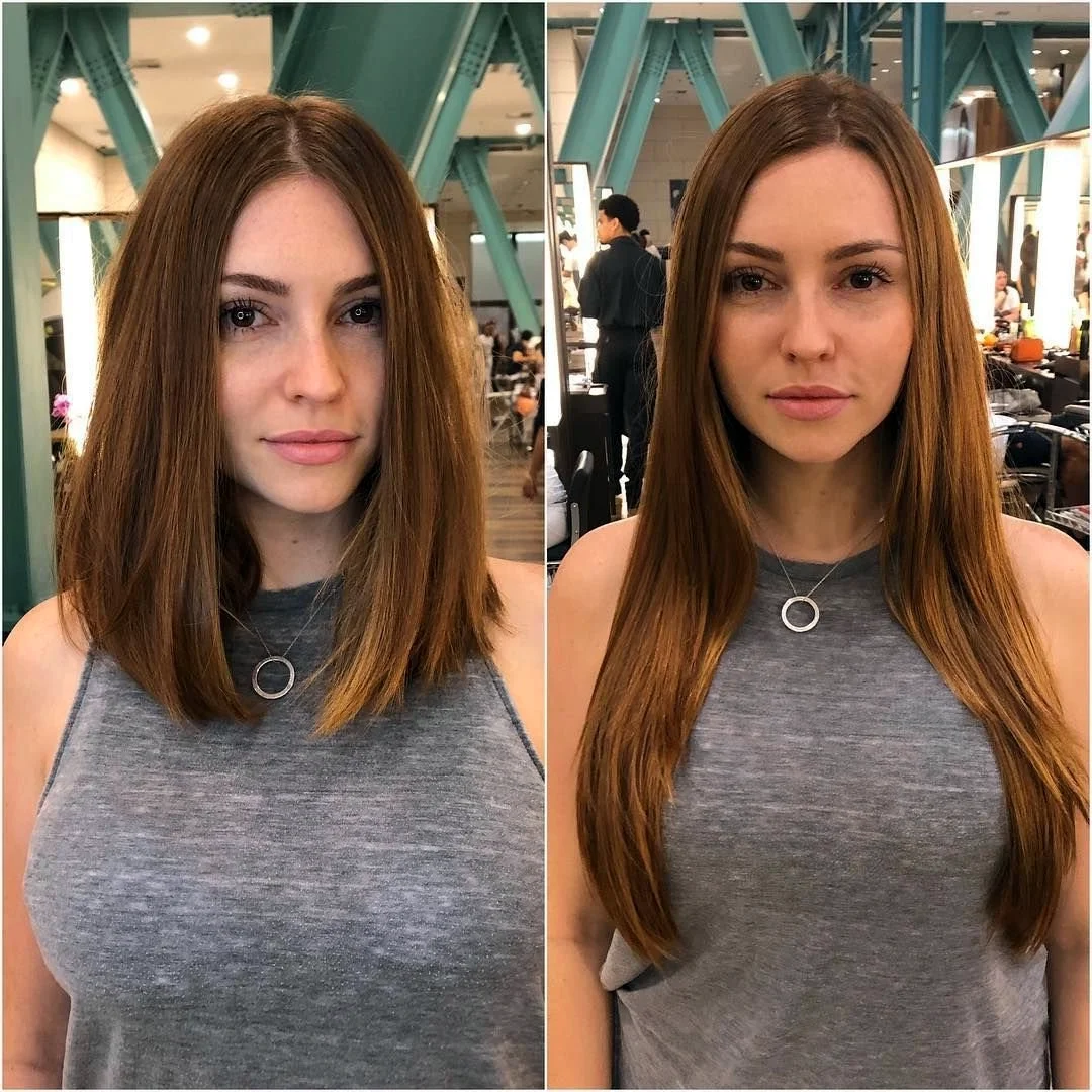 Наращивание волос: фото до и после