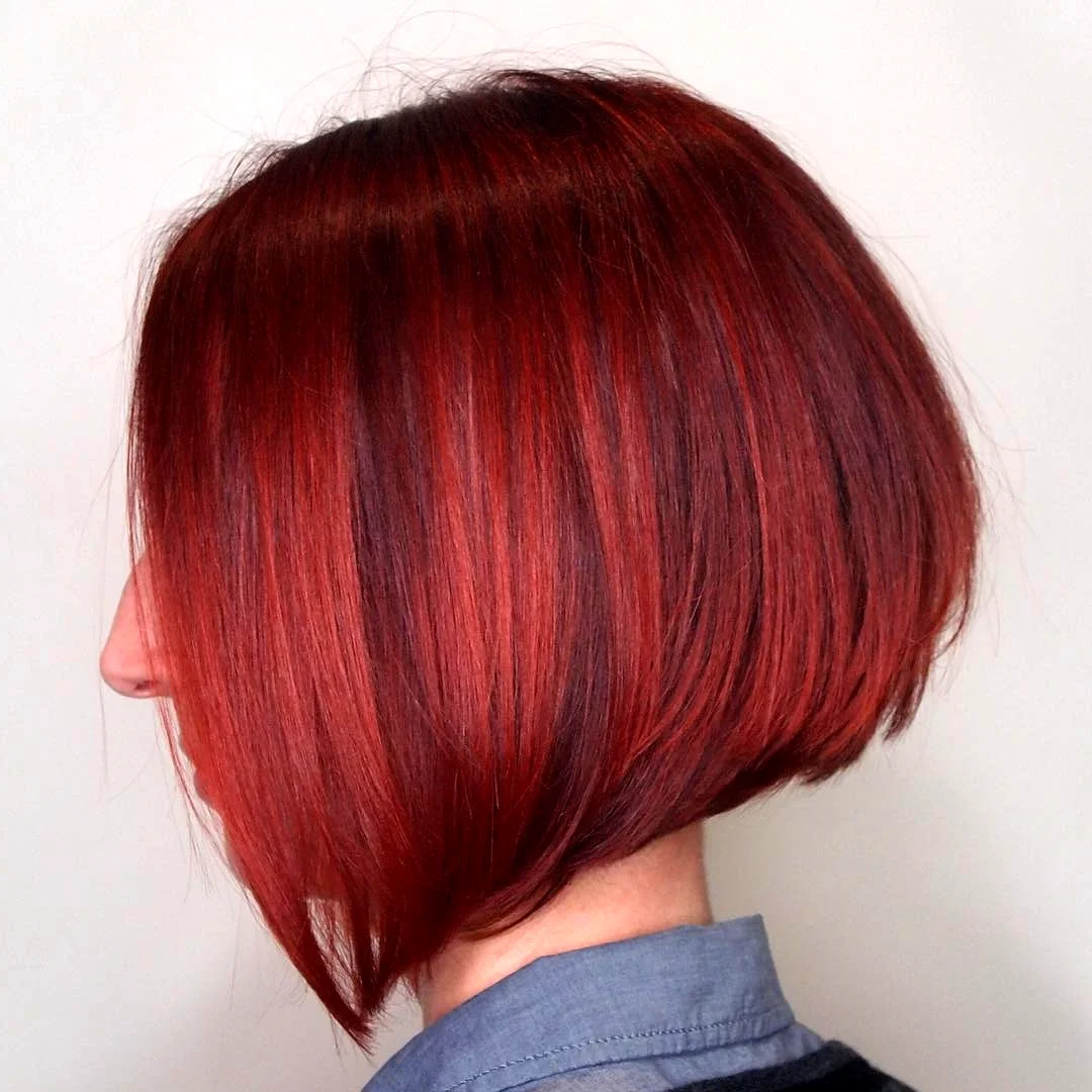 Каре на удлинение красные волосы
