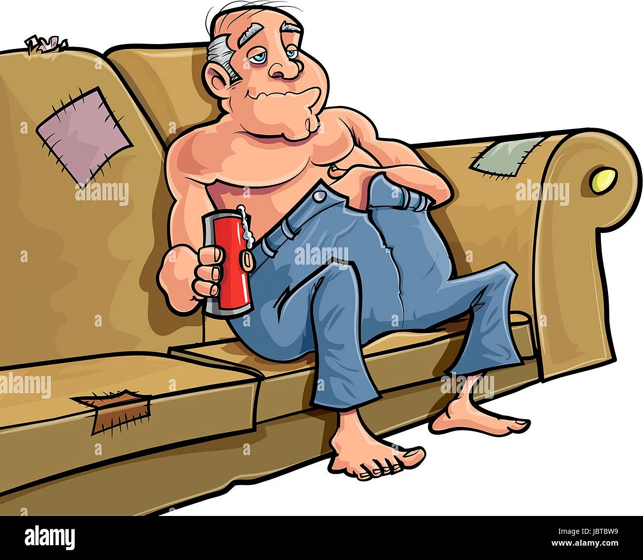 Карикатура человек на диване