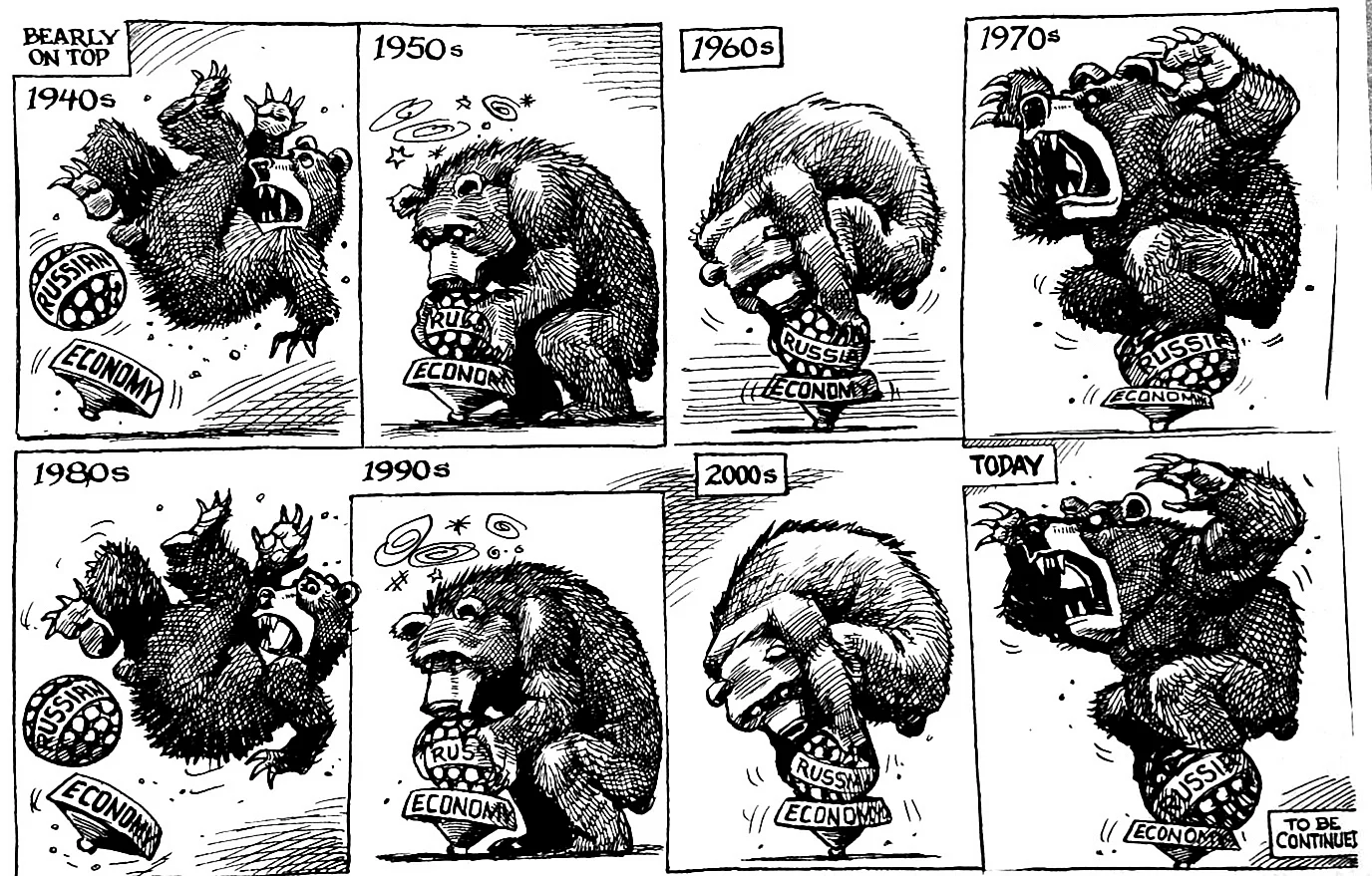 Карикатура Россия медведь на шаре