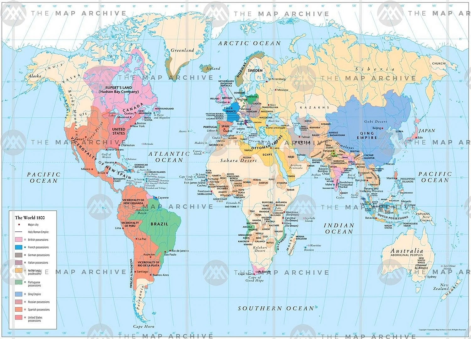 Карта мира 1800