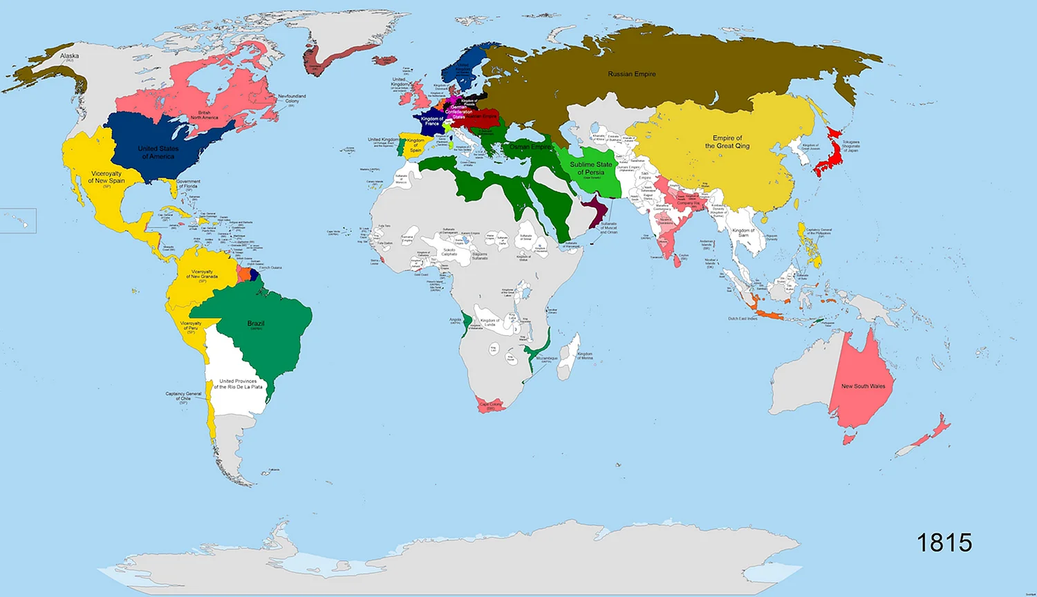 Карта мира 1815