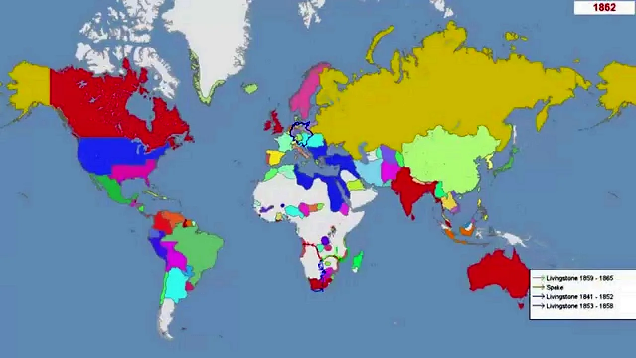 Карта мира 1870