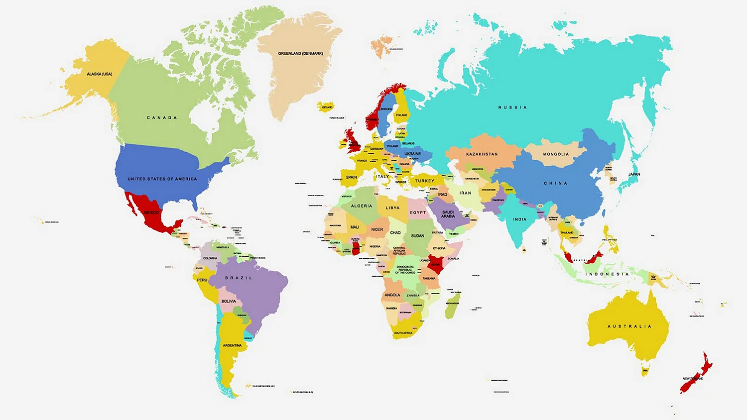 Карта мира политическая без названий государств