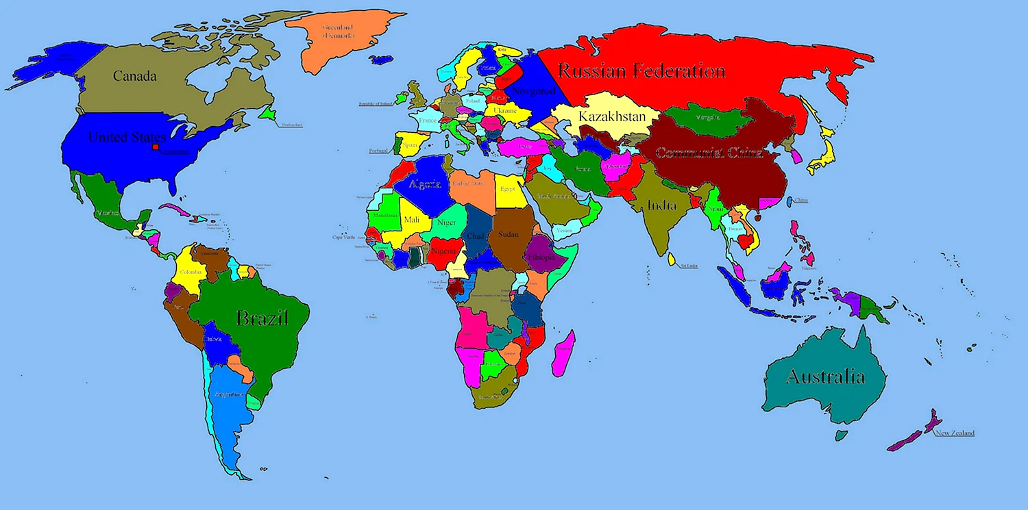 Карта мира с границами государств