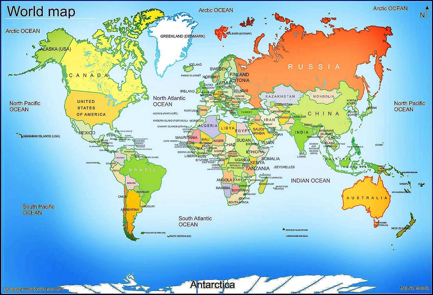 Карта мира со странами на английском