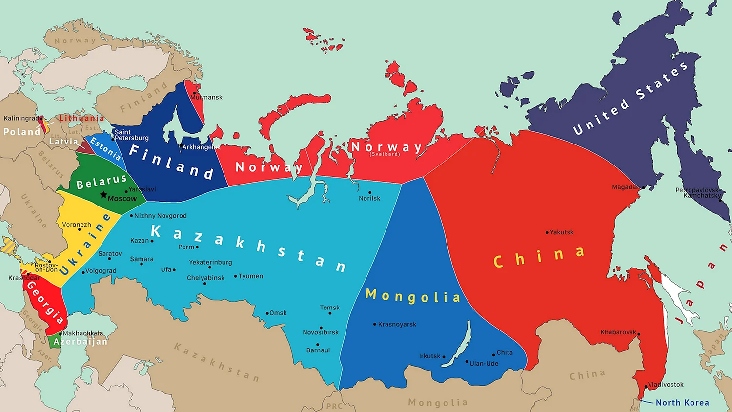 Карта раздела России после распада
