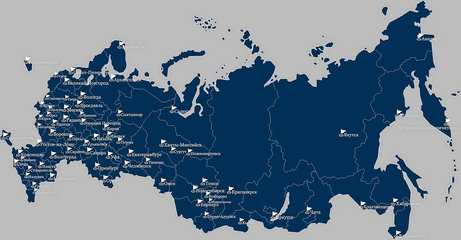 Карта России с регионами и Крымом