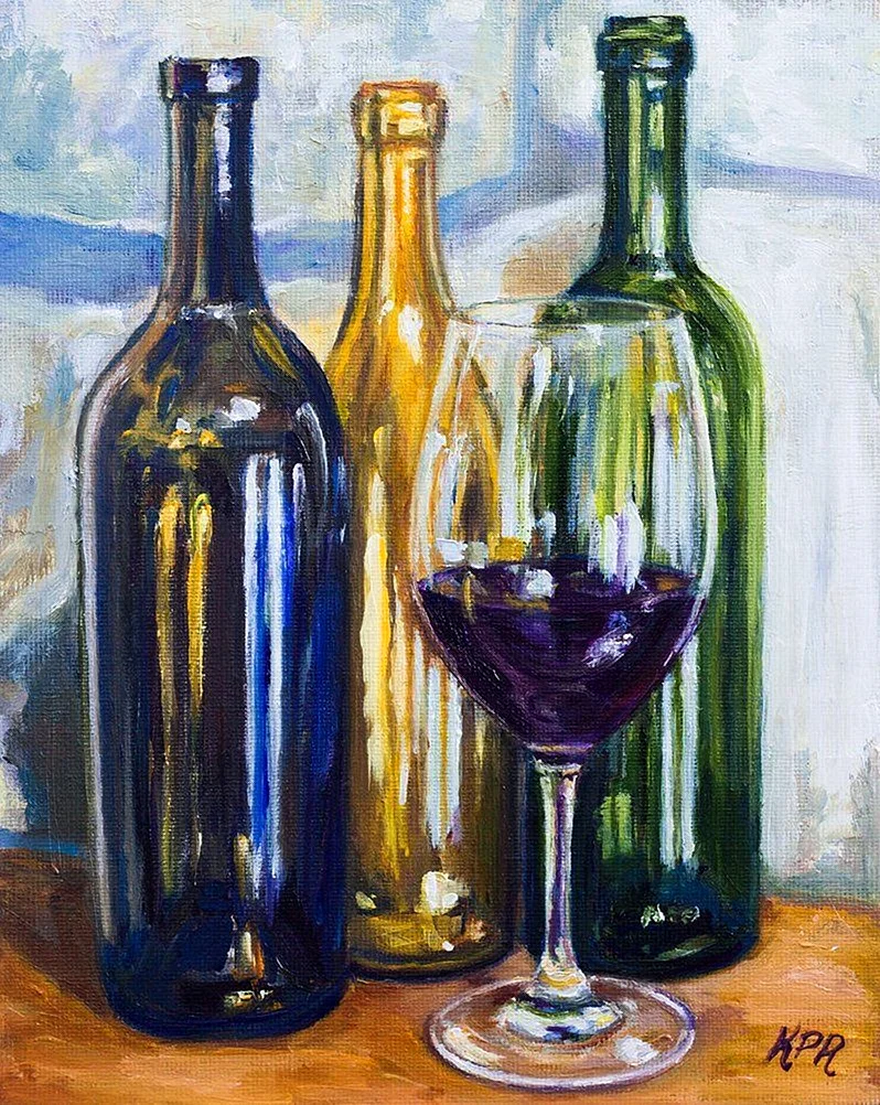Картина бутылка вина мастихин